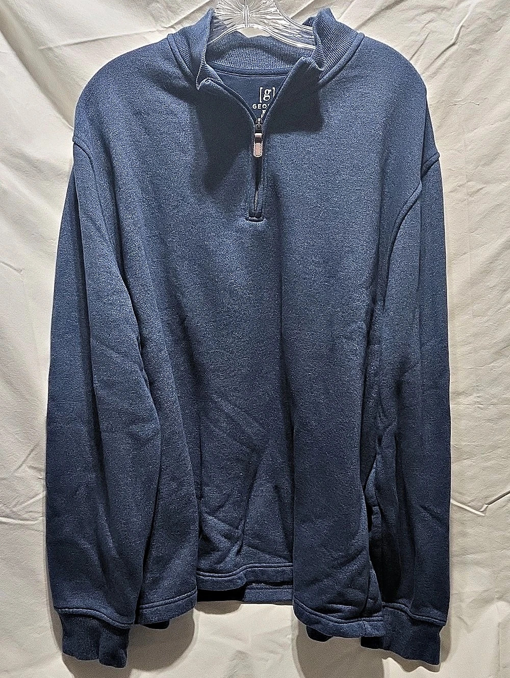 George Men's Knit Jersey Quarter Zip Pullover Blue XL